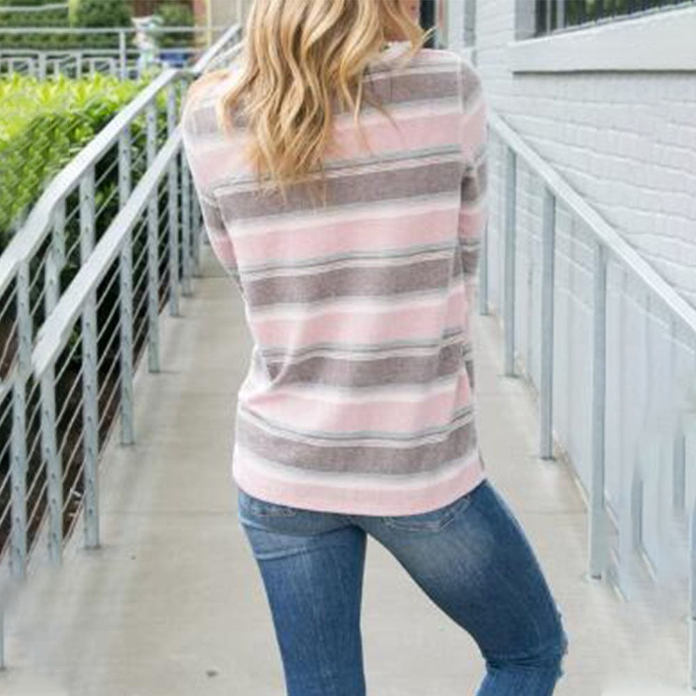 Polera Rayas Arcoíris - Cuello Redondo Casual