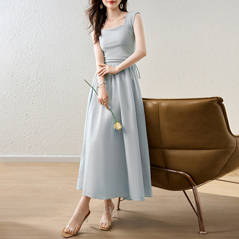 Vestido Cuello Cuadrado - Estilo Francés Morí Cordón Ajustable