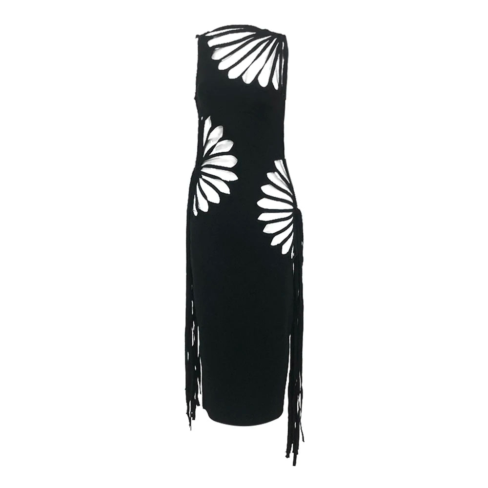 Evening Dress - Tassel Bandage Sleeveless Hollow