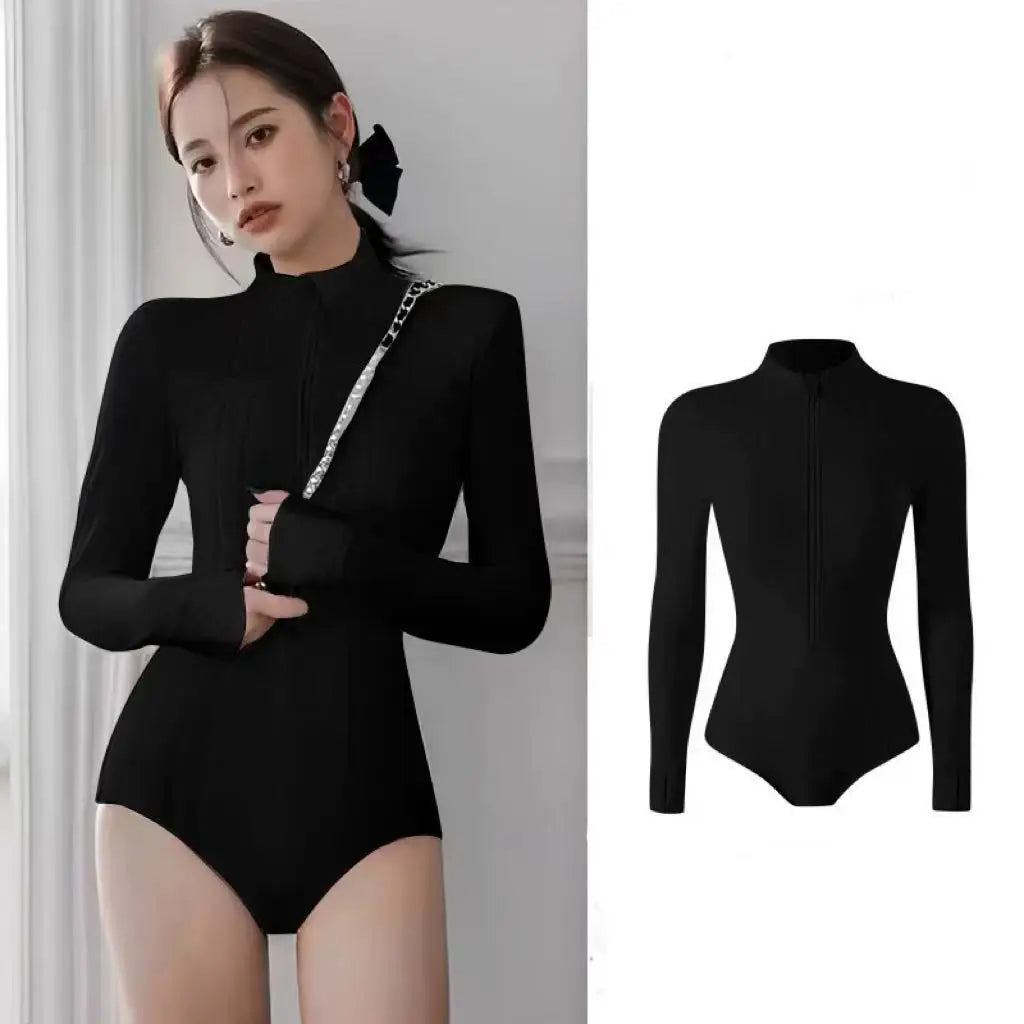 Women's Surfing Diving Swimwear Neoprene Keep Warm Split Wetsuit Long Sleeve Snorkeling Scuba Dive Suit Pink White Swimsuit