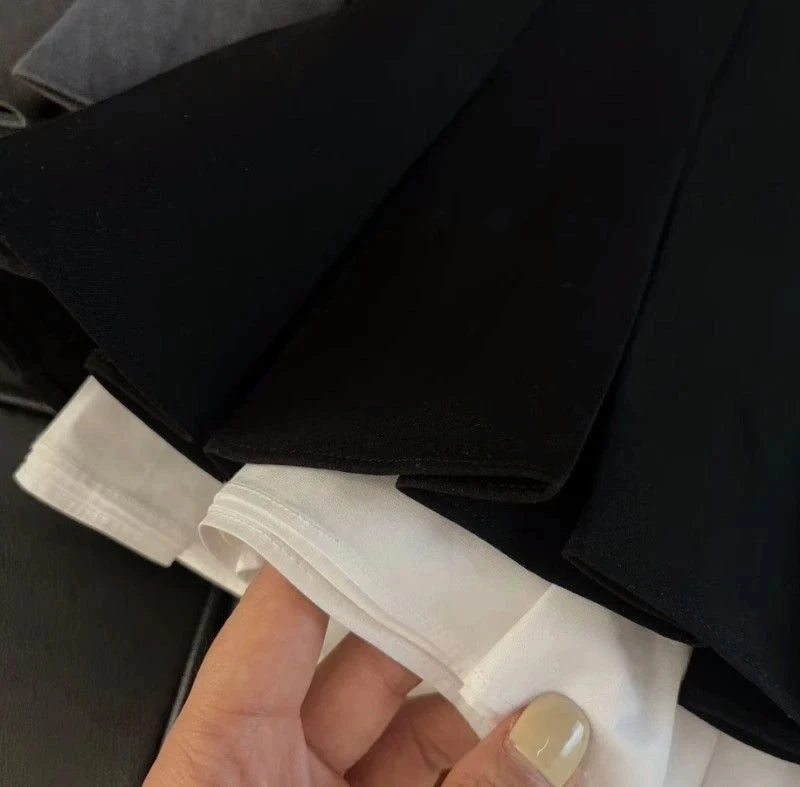 Pleated Mini Skirt - Ruffle Patchwork High Waist