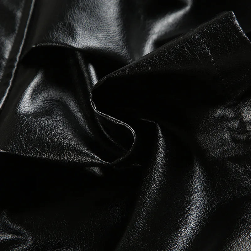 2025 New Vintage Dark Punk Rivet Faux Pu Leather Pleated Skirts Y2K Grunge Streetwear Women Gothic Dropped A-Line Mini Skirt Zip