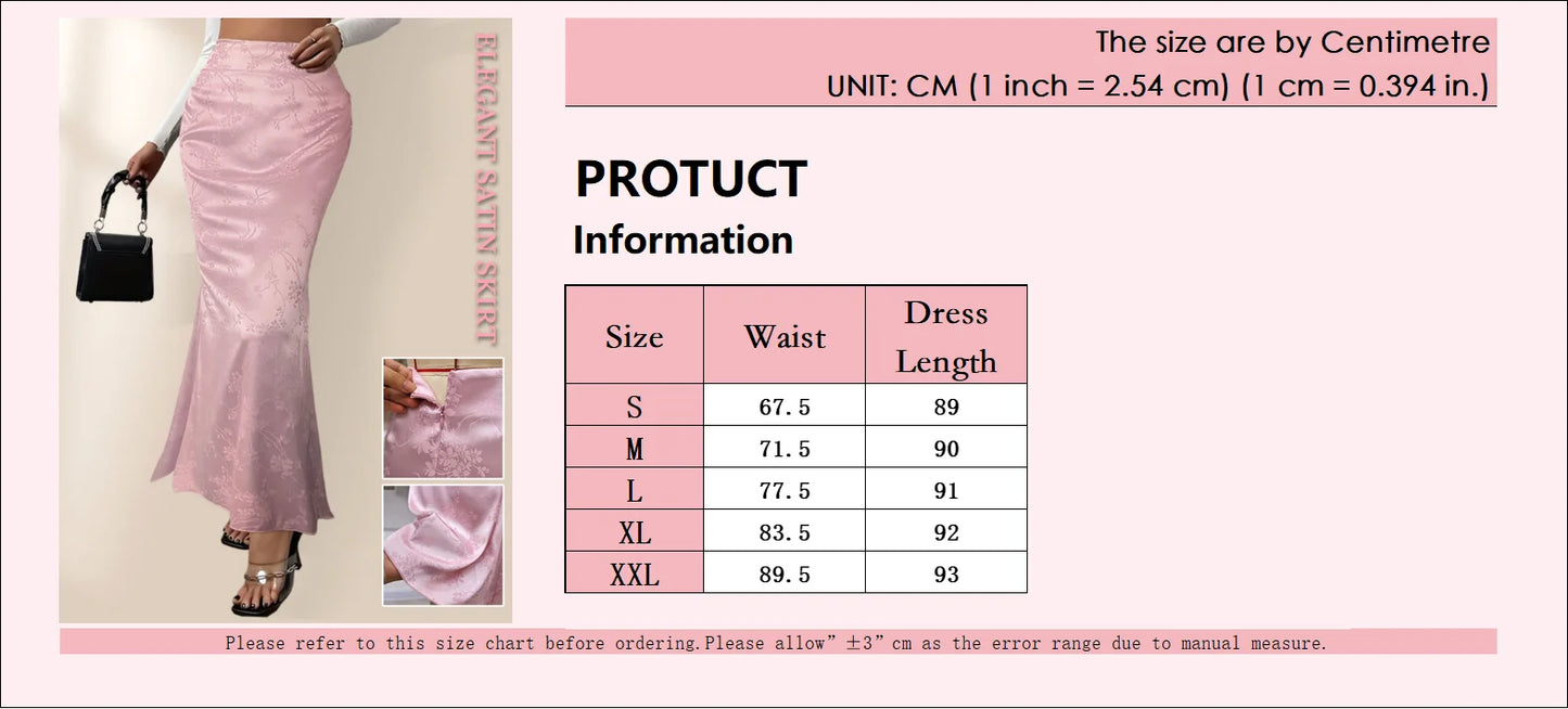 Pink Satin Pencil Midi Skirt - Floral Print