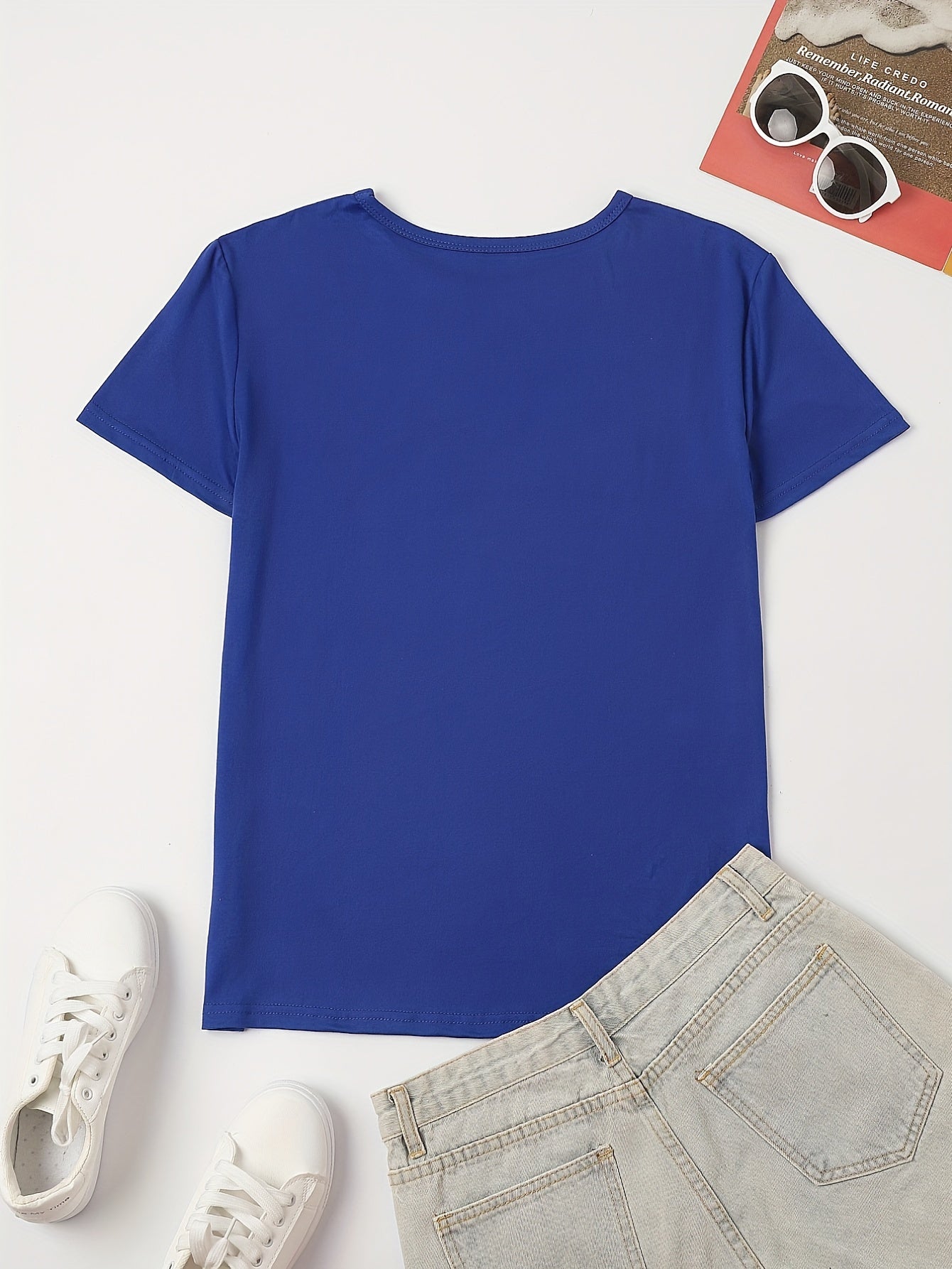 Polera Estampado Letras - Cuello Redondo Manga Corta Casual