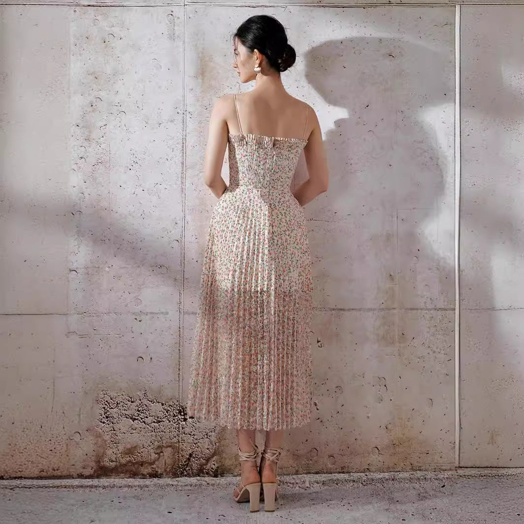 Vestido Plisada Tirantes Mujer Fresca y Elegante