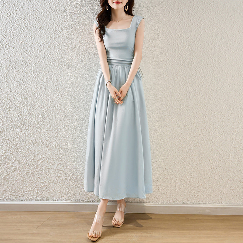 Vestido Cuello Cuadrado - Estilo Francés Morí Cordón Ajustable