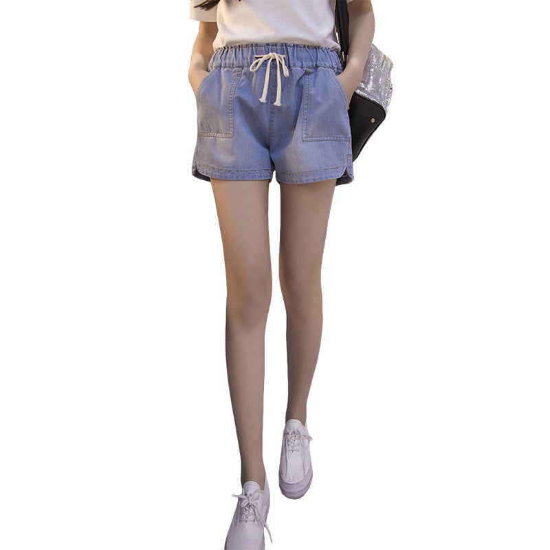 Short de Jeans Ancho Tiro Alto Mujer Estilo Coreano
