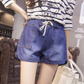 Short de Jeans Ancho Tiro Alto Mujer Estilo Coreano