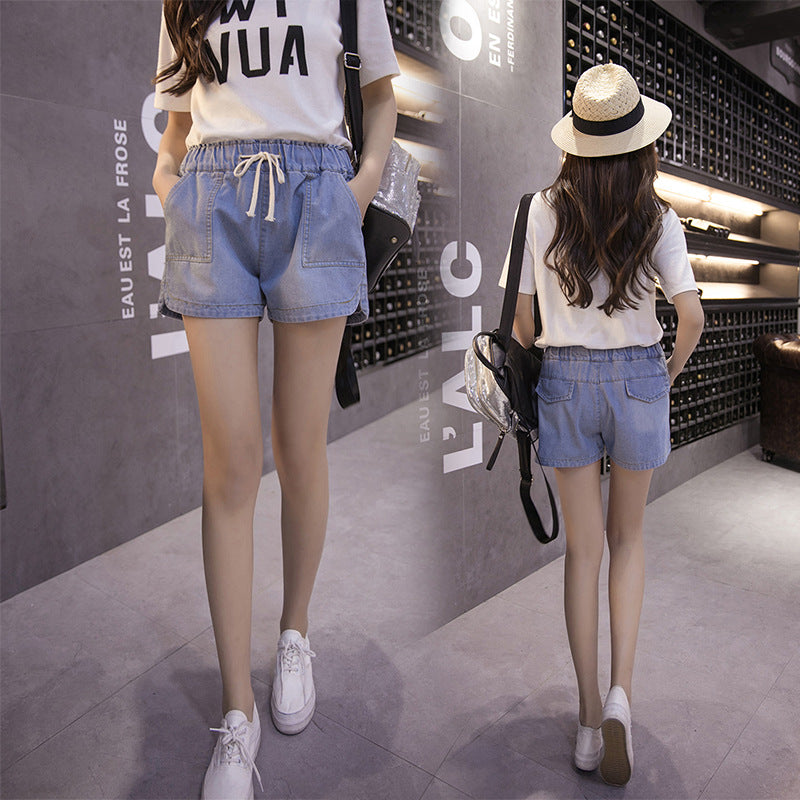 Short de Jeans Ancho Tiro Alto Mujer Estilo Coreano