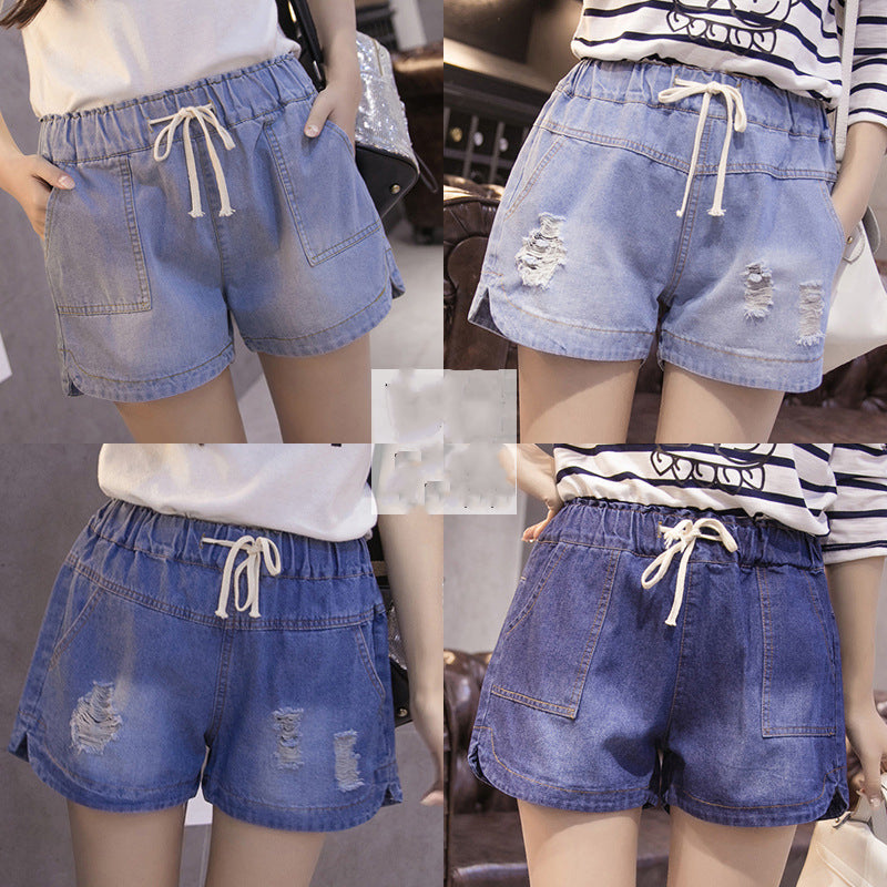Short de Jeans Ancho Tiro Alto Mujer Estilo Coreano