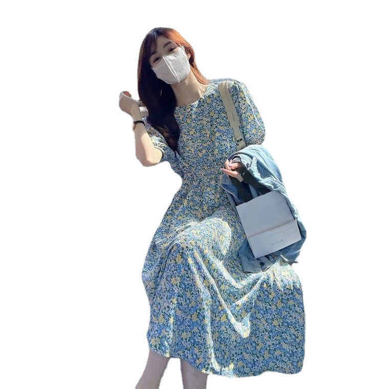 Vestido Floral Estilo Coreano Tiro Alto