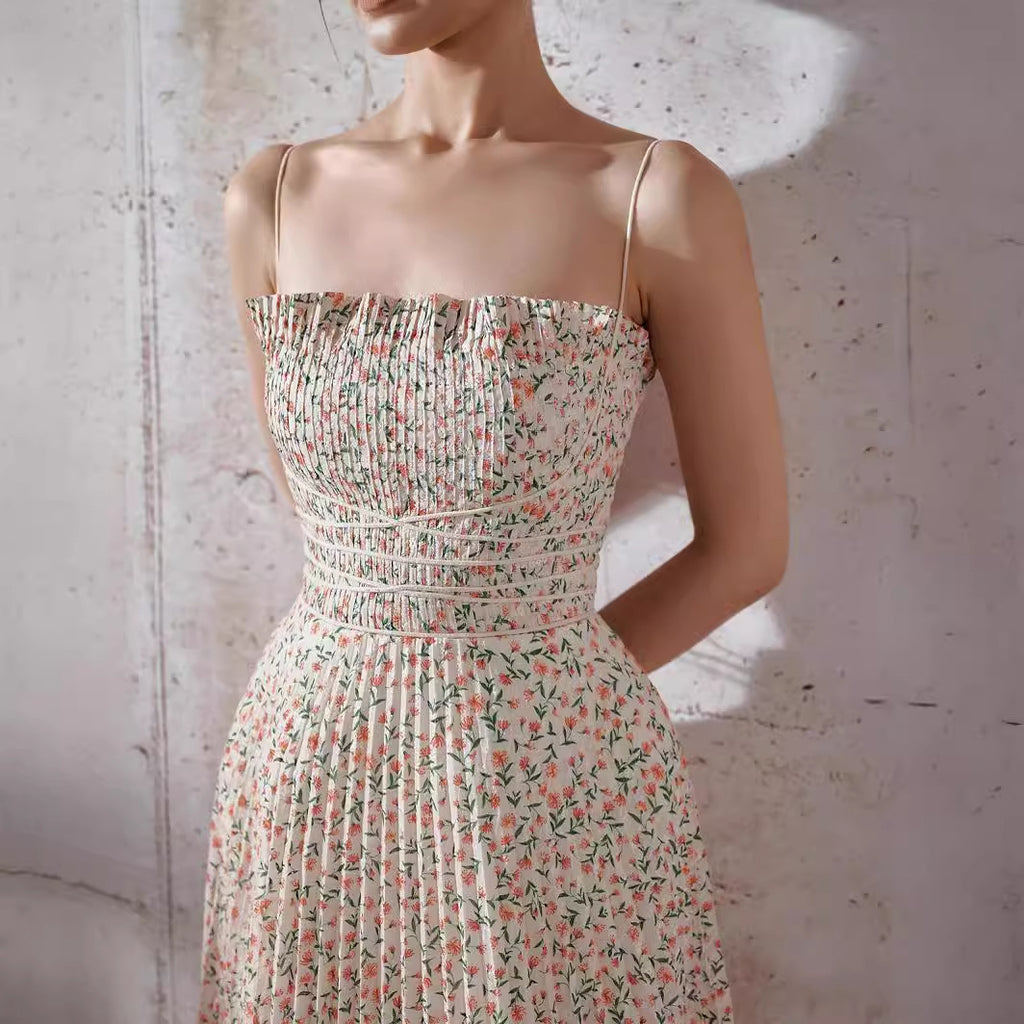 Vestido Plisada Tirantes Mujer Fresca y Elegante