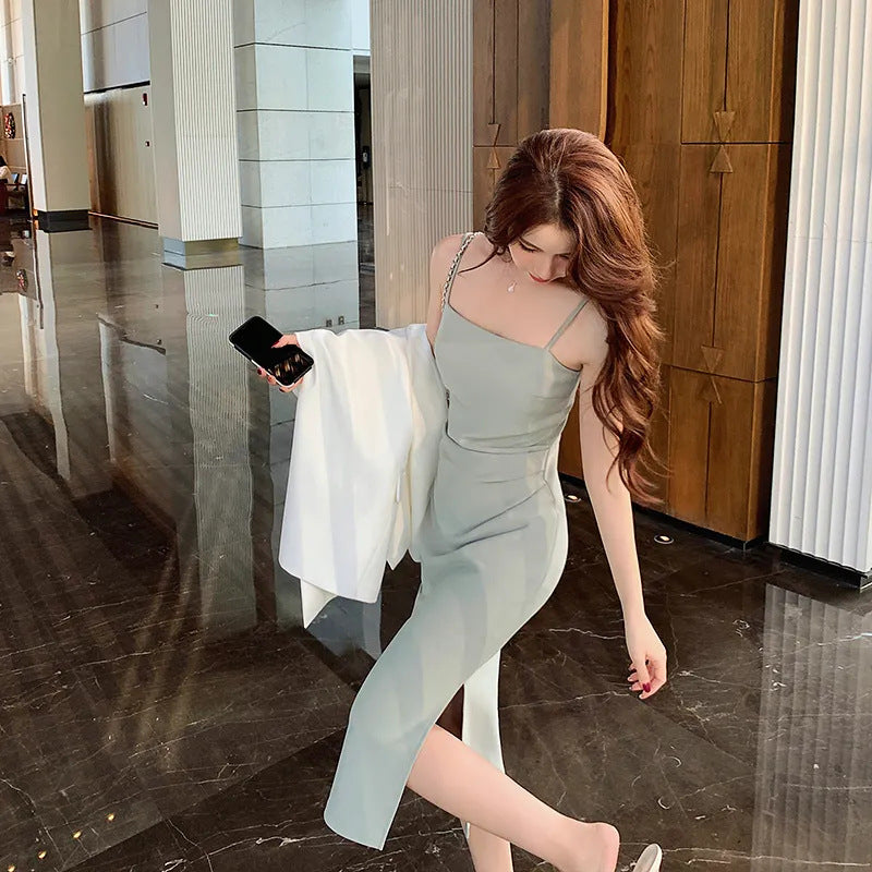 Vestido Tubo Tirantes Elegante Slim Mujer