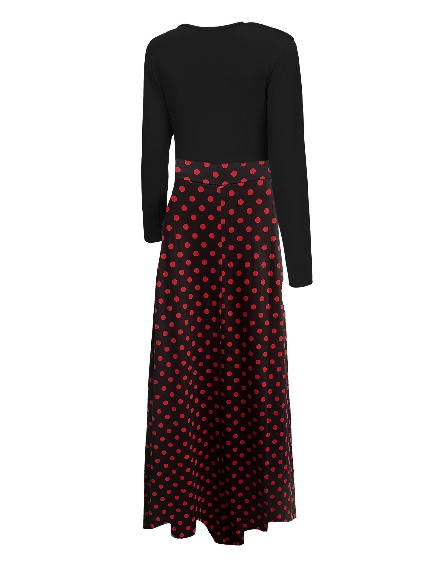 Vestido Maxi Diseño Variado Cintura Alta - Manga Larga Elegante