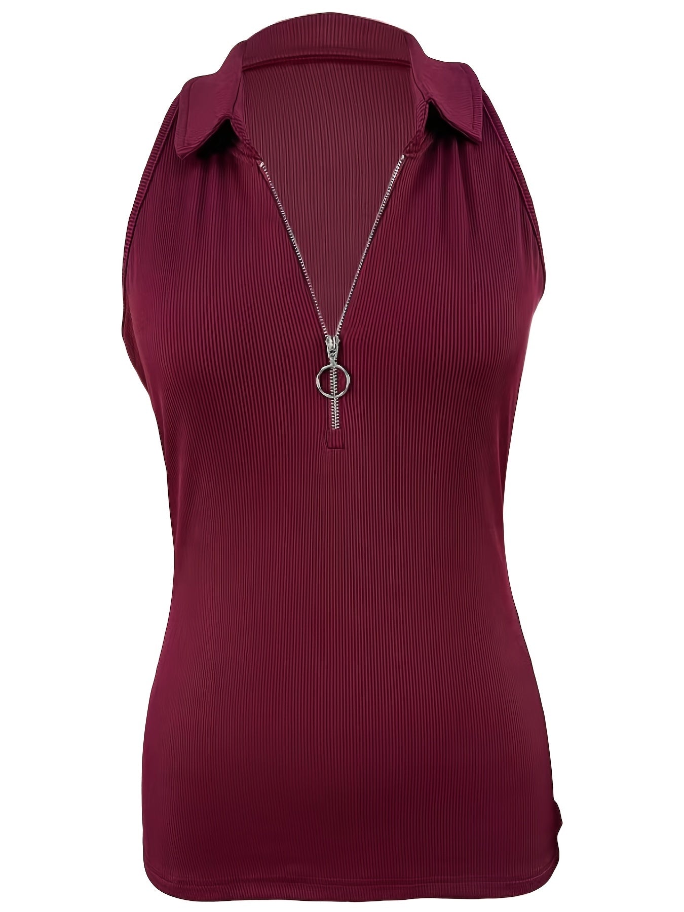 Polera Sin Mangas Ribbed con Cierre - Verano Casual