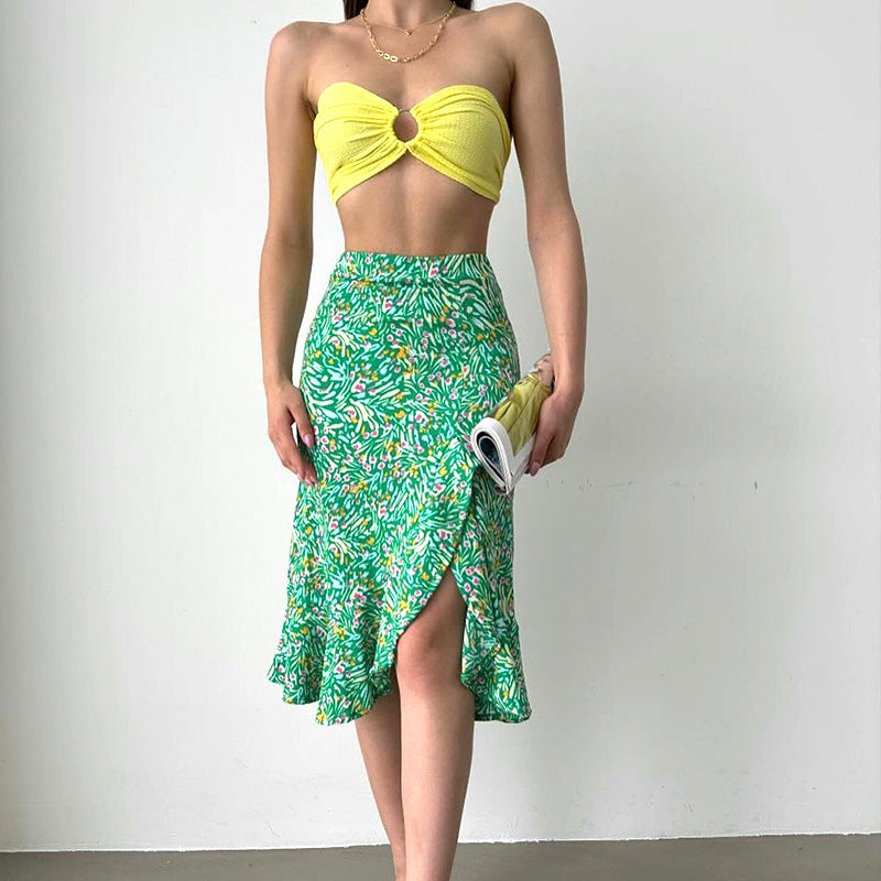 Falda Floral Suave Mujer Femenina y Elegante