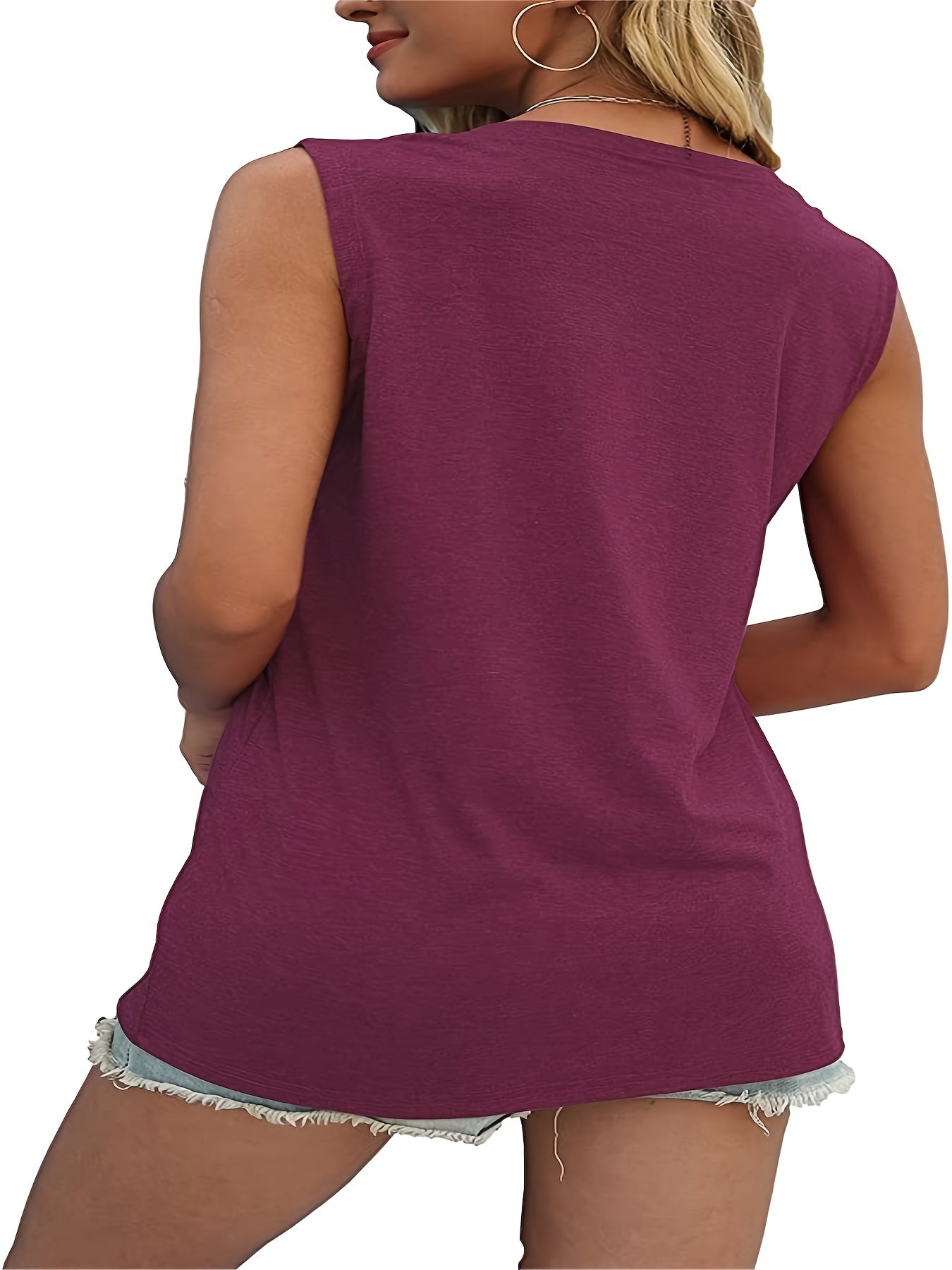 Musculosa Estampado Letras - Cuello Redondo Casual Verano