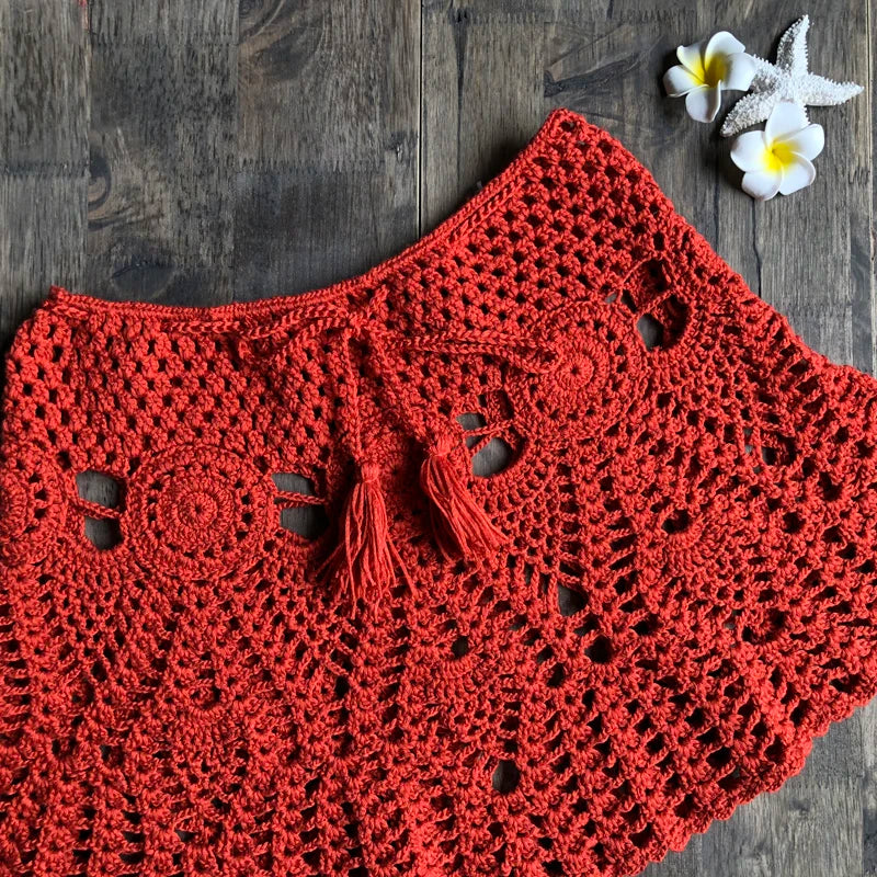 Bikini Crochet Sexy - Conjunto Pareo Falda Playa