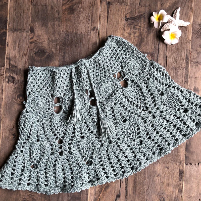 Bikini Crochet Sexy - Conjunto Pareo Falda Playa
