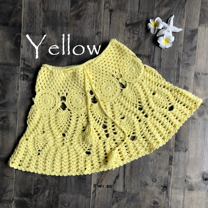 Bikini Crochet Sexy - Conjunto Pareo Falda Playa