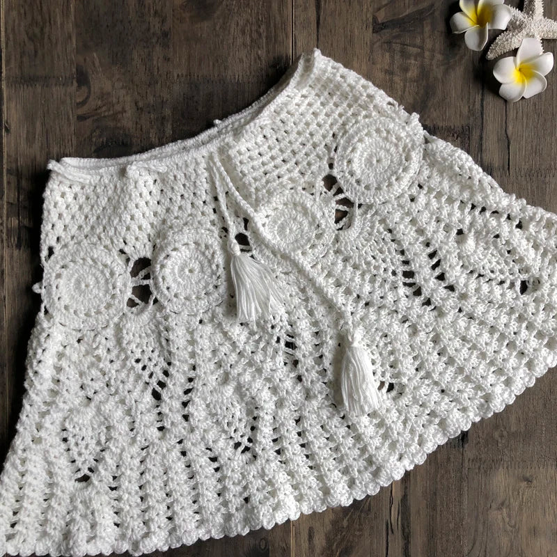 Bikini Crochet Sexy - Conjunto Pareo Falda Playa