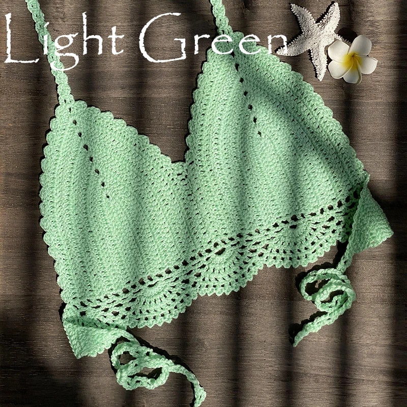 Bikini Crochet Sexy - Conjunto Pareo Falda Playa