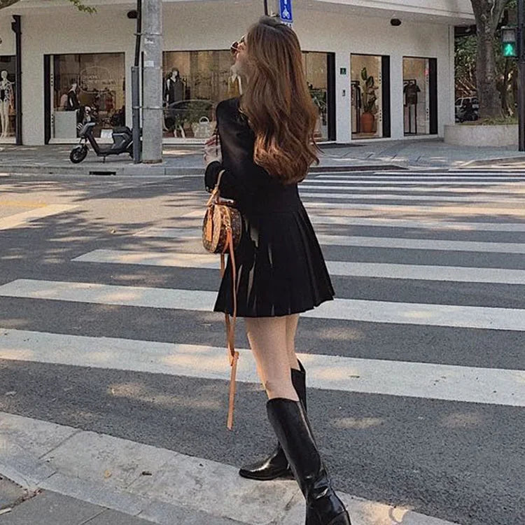 Business Suit - Hepburn French Style Black Dress