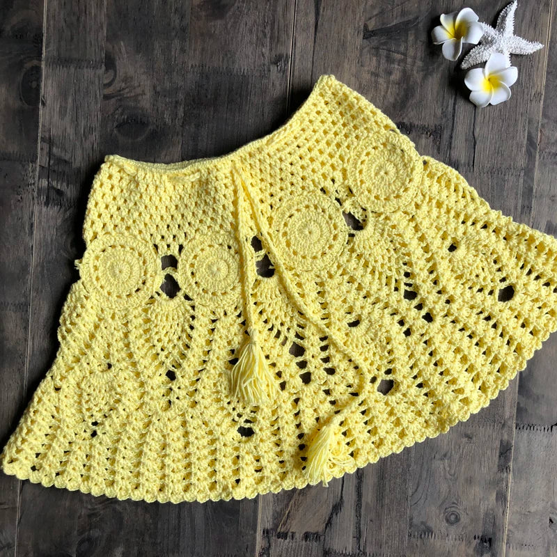 Bikini Crochet Sexy - Conjunto Pareo Falda Playa