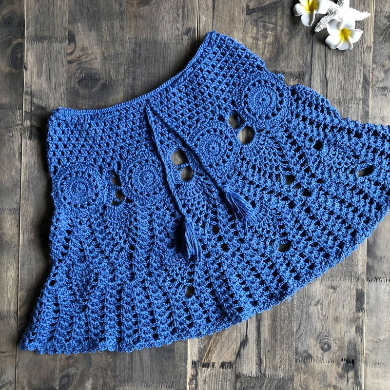 Bikini Crochet Sexy - Conjunto Pareo Falda Playa