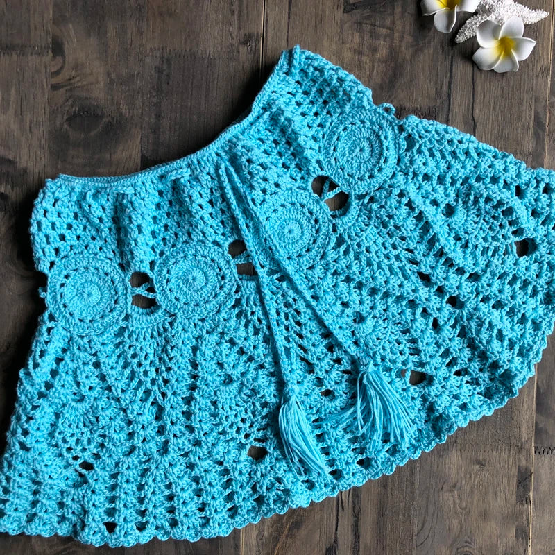 Bikini Crochet Sexy - Conjunto Pareo Falda Playa