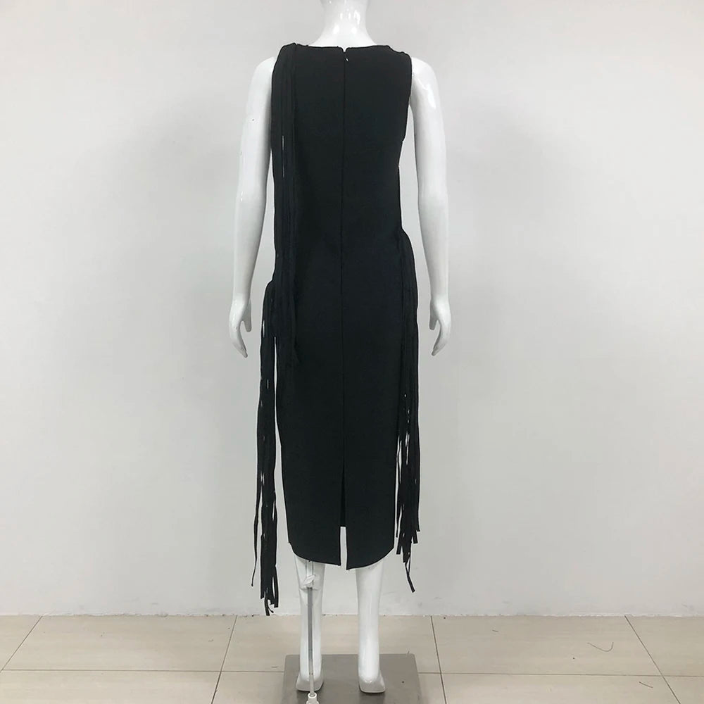 Evening Dress - Tassel Bandage Sleeveless Hollow