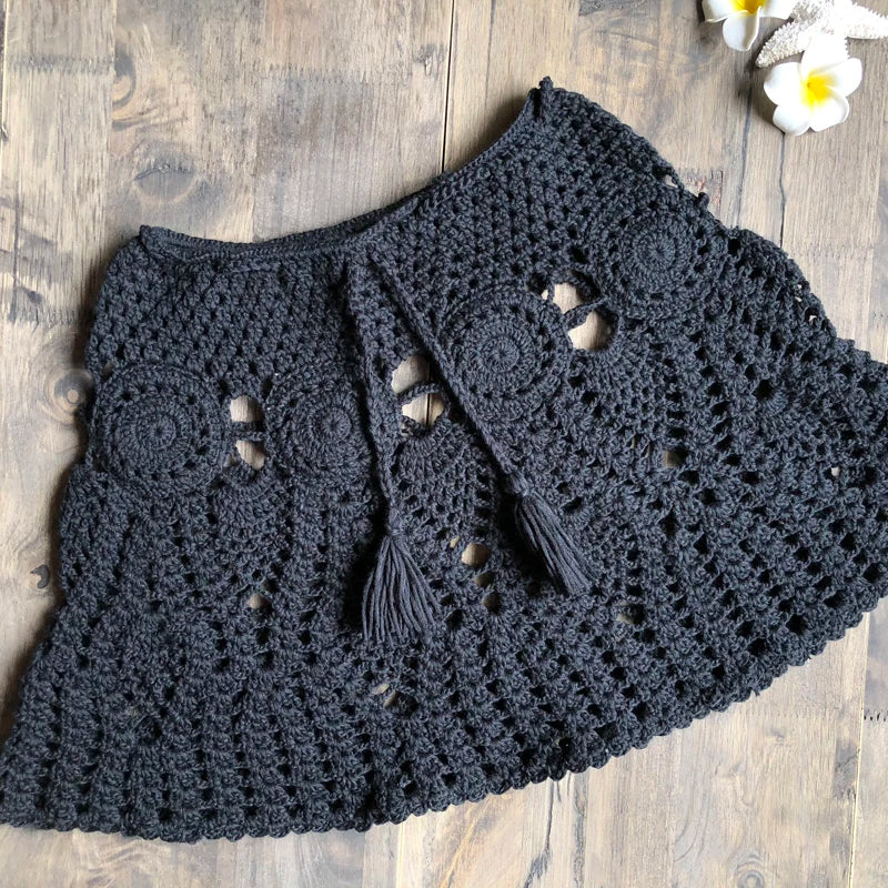 Bikini Crochet Sexy - Conjunto Pareo Falda Playa