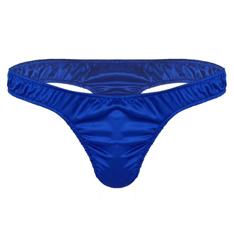 Swimwear for Mens Swimming Panties String Homme Shiny Satin Ruffled Underpants Low Rise Bikini Thong Male Underwear