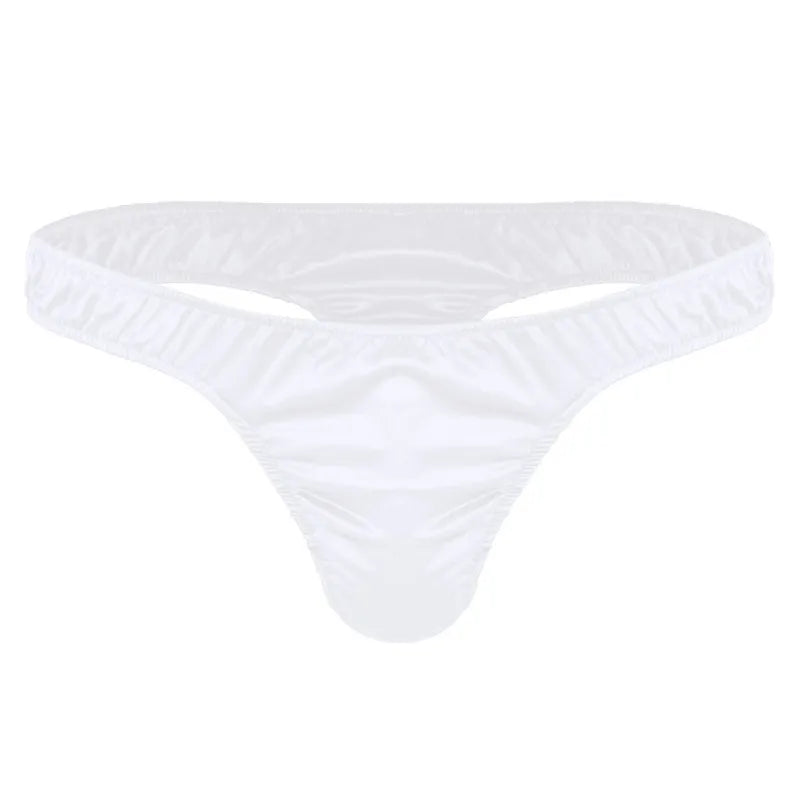 Swimwear for Mens Swimming Panties String Homme Shiny Satin Ruffled Underpants Low Rise Bikini Thong Male Underwear