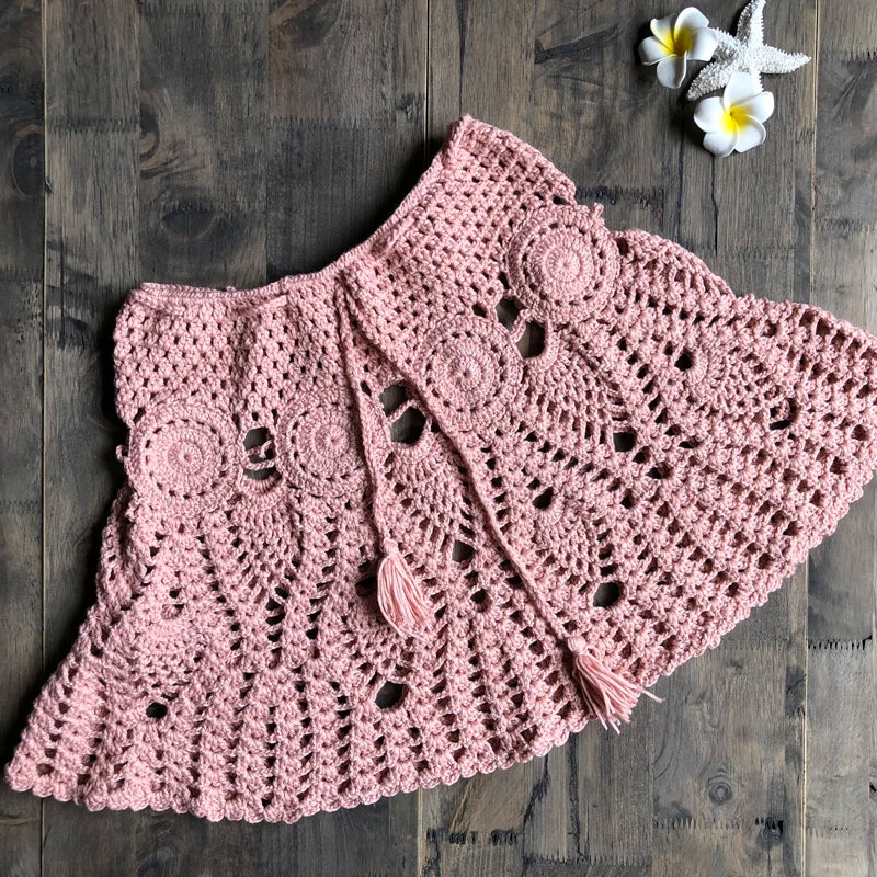 Bikini Crochet Sexy - Conjunto Pareo Falda Playa