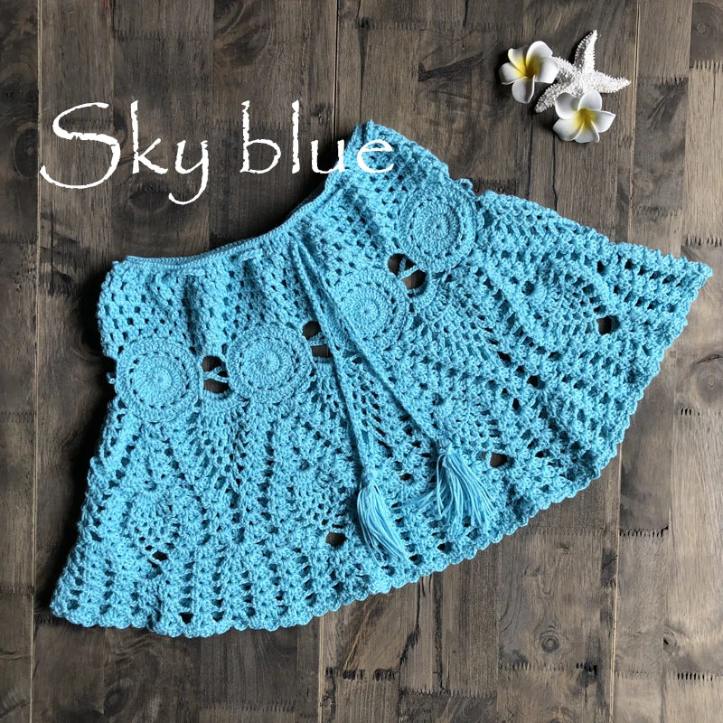 Bikini Crochet Sexy - Conjunto Pareo Falda Playa