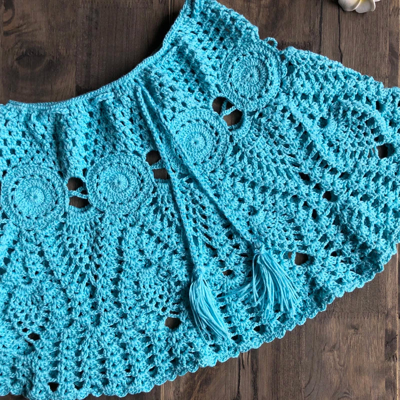 Bikini Crochet Sexy - Conjunto Pareo Falda Playa