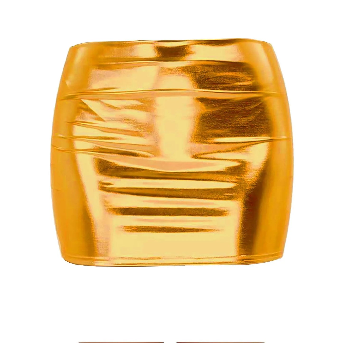 Minifalda Cuero Brillante Sólida - Cintura Alta Club Fiesta