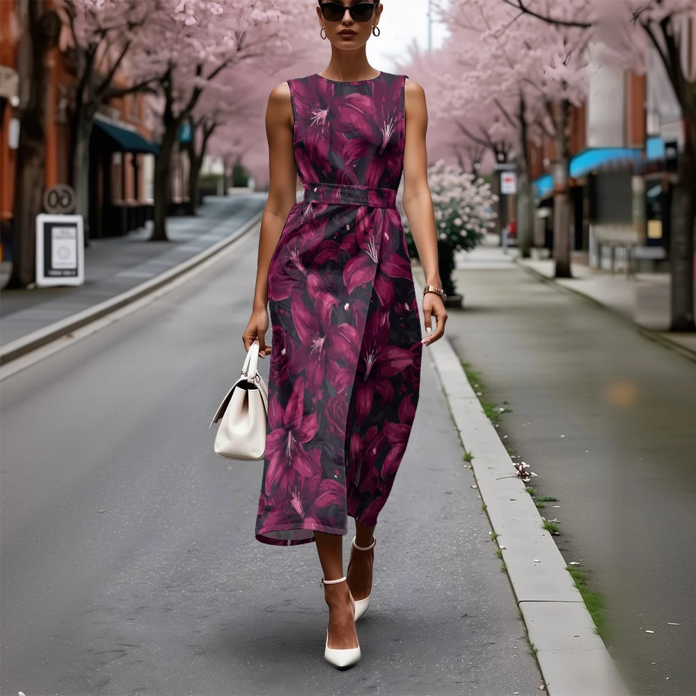 Vestido Floral Línea A Fresco Ceñido Sublime Francés