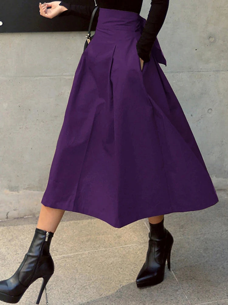 PU Leather Maxi Skirt - High Waist Zipper Style A