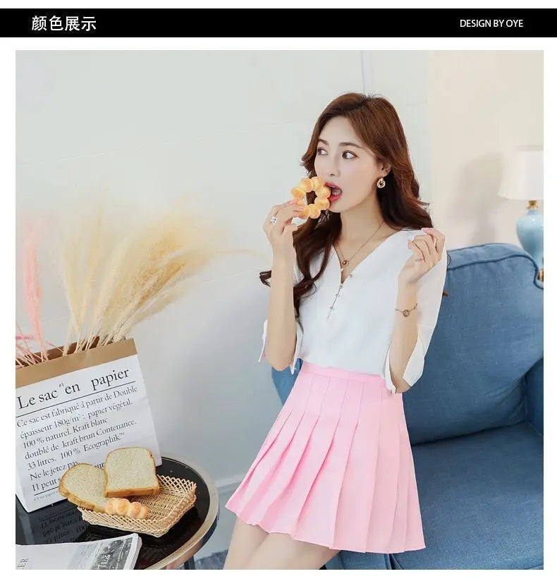 Minifalda Plisada Japonesa Kawaii - Uniforme Escolar Cuadros