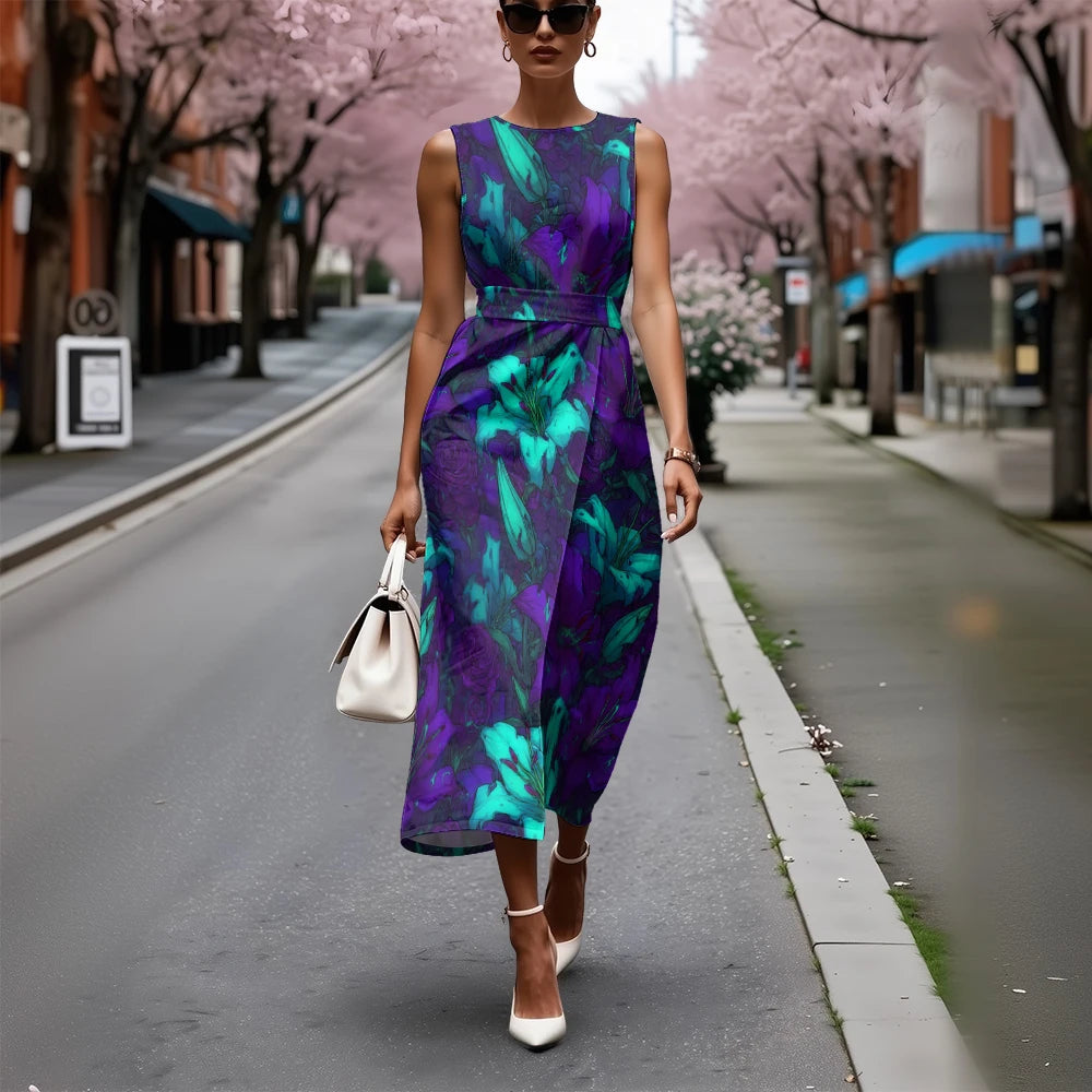 Vestido Floral Línea A Fresco Ceñido Sublime Francés