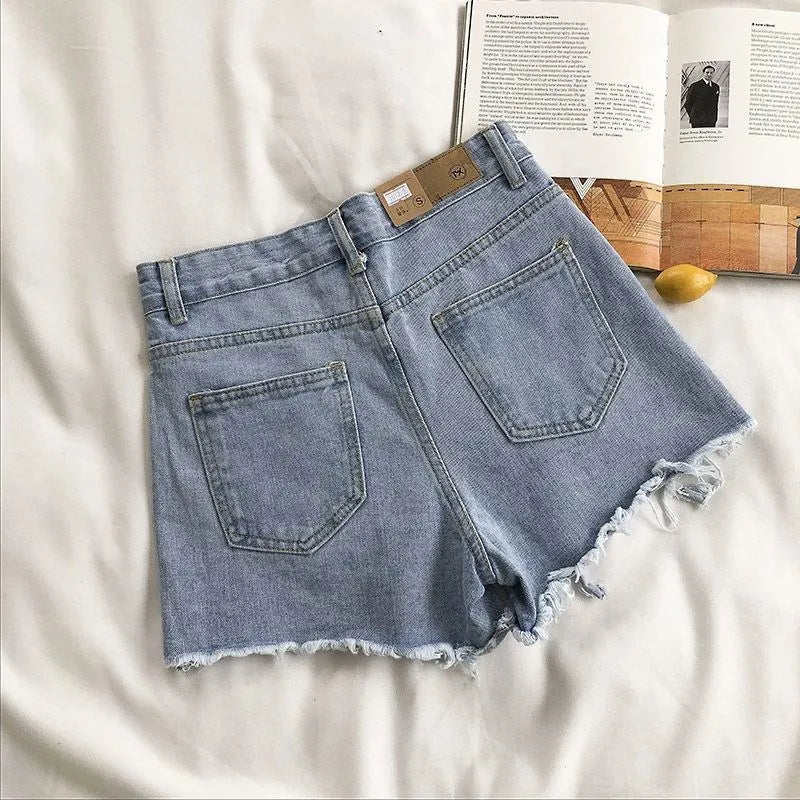 Ripped Denim Shorts - High Waist Y2k