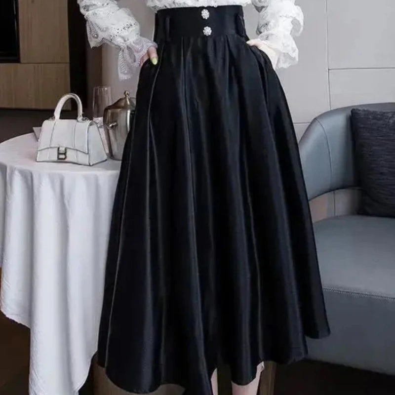 A-Line Maxi Skirt - Long Elegant Korean