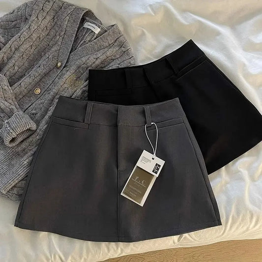 Streetwear Black Mini Skirt Women Fashion Preppy Sexy Gyaru Hip Wrap Skirts Summer Elegant Korean High Waist A Line Faldas New