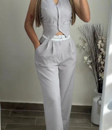 Conjunto Mujer Dos Piezas Camisola Elegante Pierna Larga