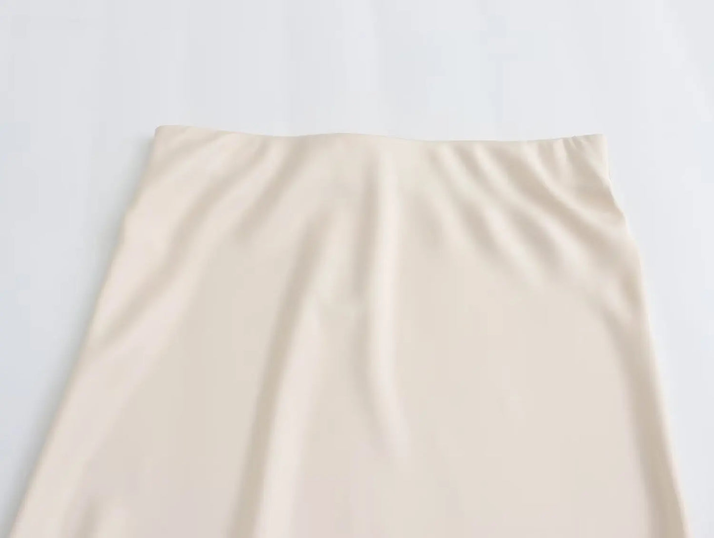 Satin Long Skirt - High Waist Draped Midi