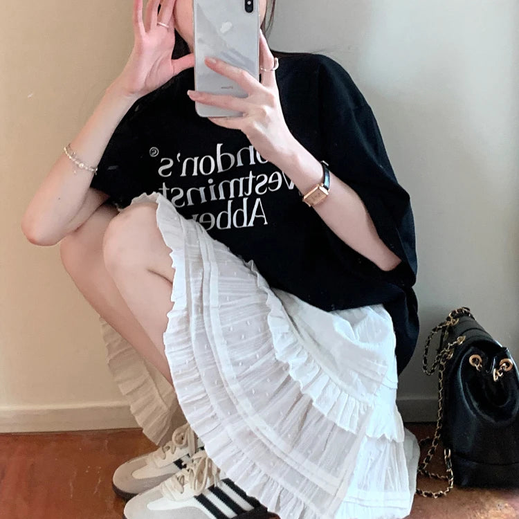 A-Line Mini Skirt - Preppy Street Style A