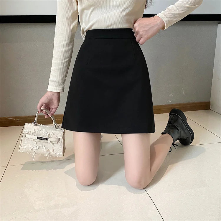 Ruffles Mini Skirt - High Waist A-Line Zipper Style A