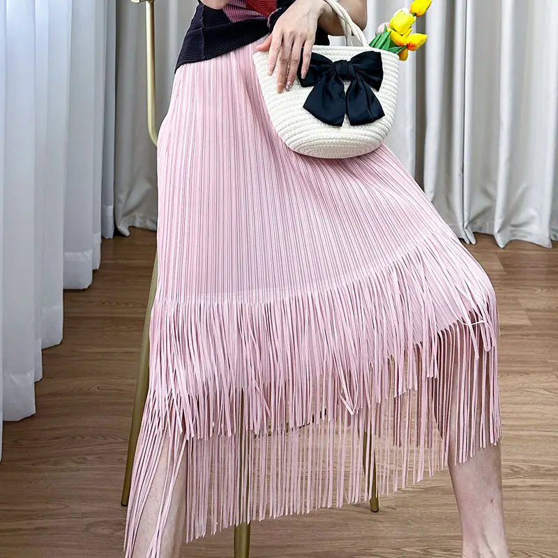 Conjunto Dos Piezas Flecos - Top Sin Mangas Falda A-Line